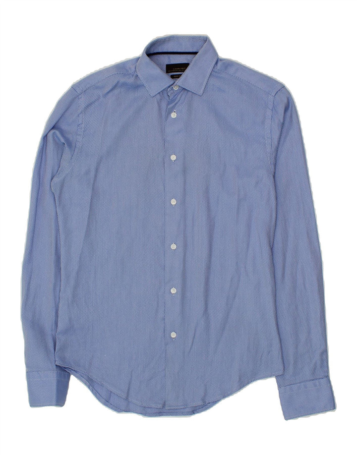 ZARA Mens Slim Fit Shirt Small Blue Spotted Cotton Vintage Zara and Second-Hand Zara from Messina Hembry 