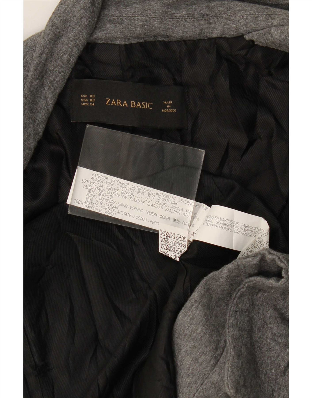 Zara Veste blazer surdimensionnée ouverte pour femme UK 6 XS Gris Viscose