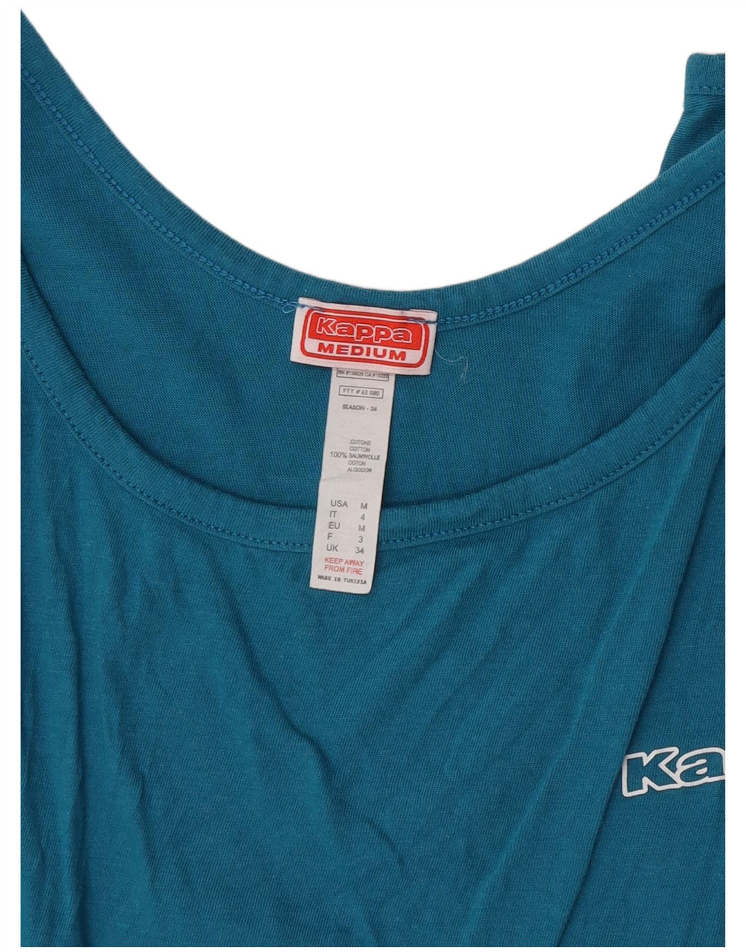 Kappa Débardeur Femme UK 12 Bleu Moyen Coton