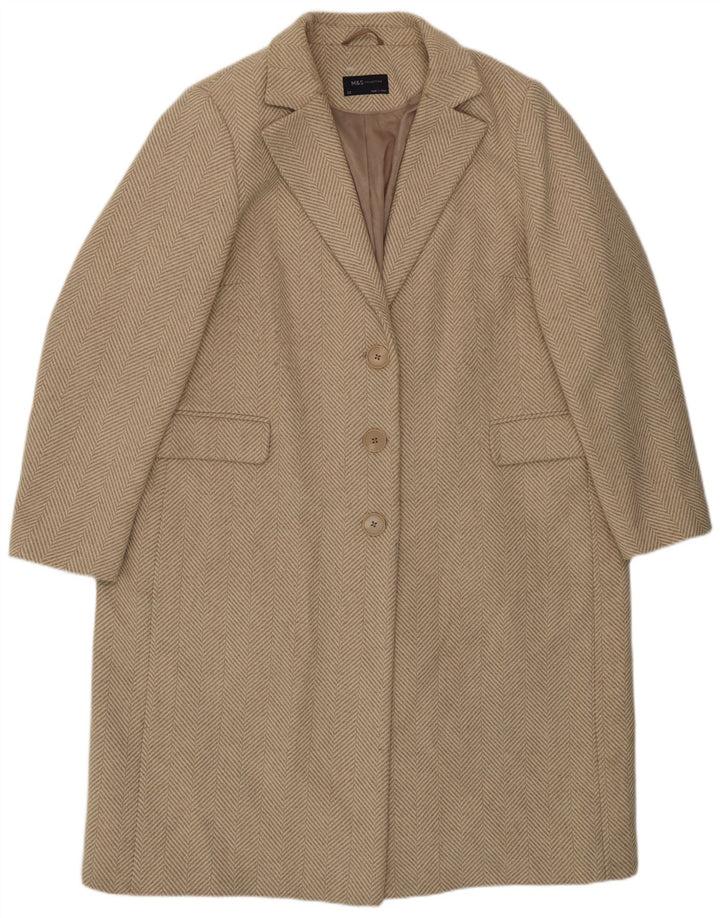 Marks & Spencer Pardessus pour femme UK 22 3XL Beige à chevrons Polyester