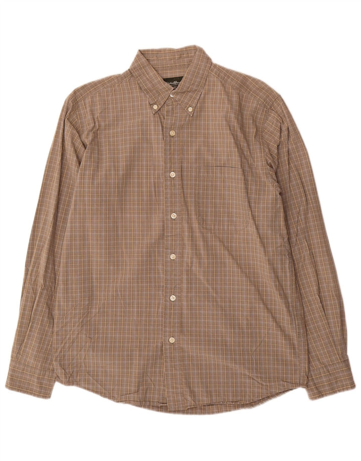 EDDIE BAUER Chemise Homme Petit Carreau Gris Coton
