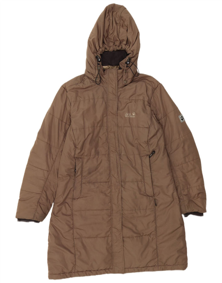JACK WOLFSKIN Womens Hooded Padded Coat UK 18/20 XL Grey Polyester