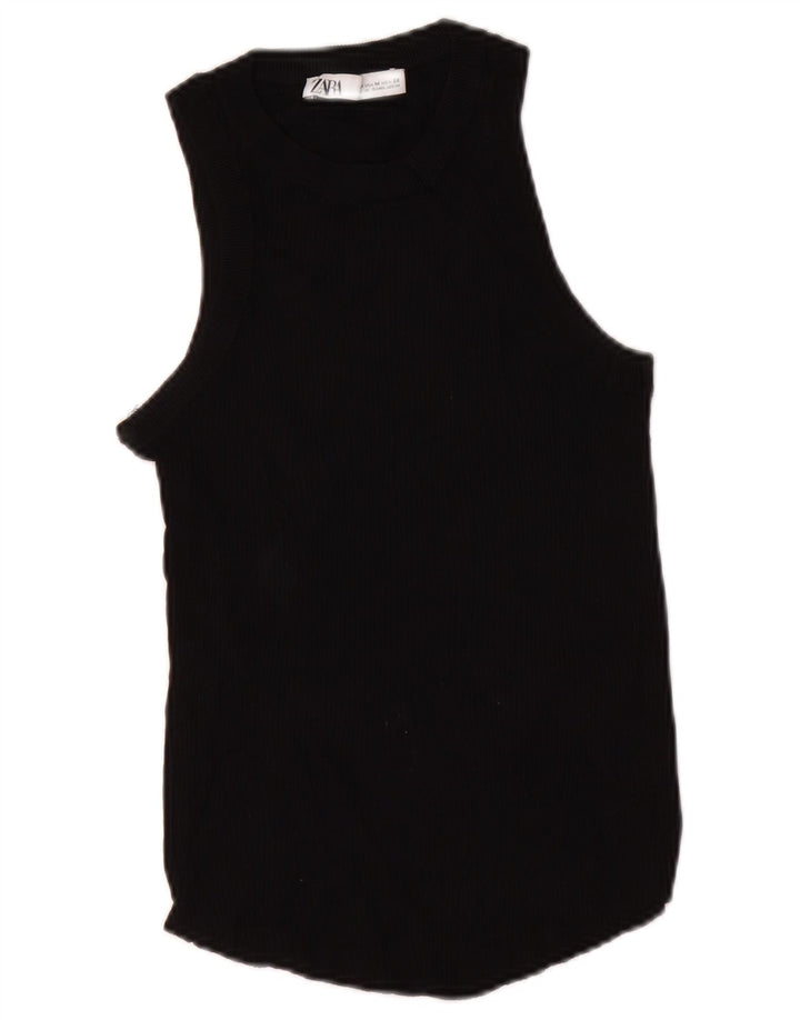 Zara Femme Débardeur UK 12 Medium Noir Viscose