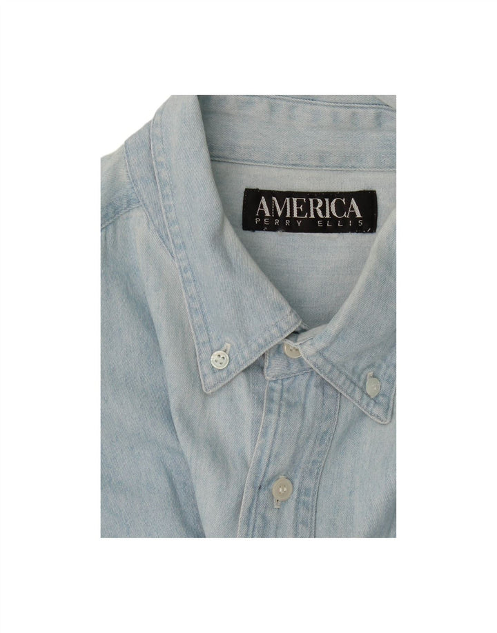 VINTAGE Mens Denim Shirt XL Blue