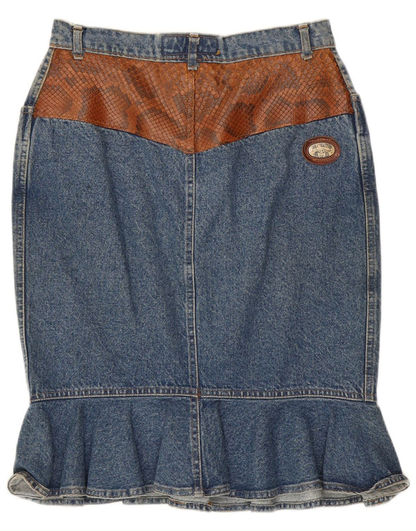 Sem Vaccaro Jupe en jean pour femme IT 44 Medium W28 Bleu Imprimé animal en coton