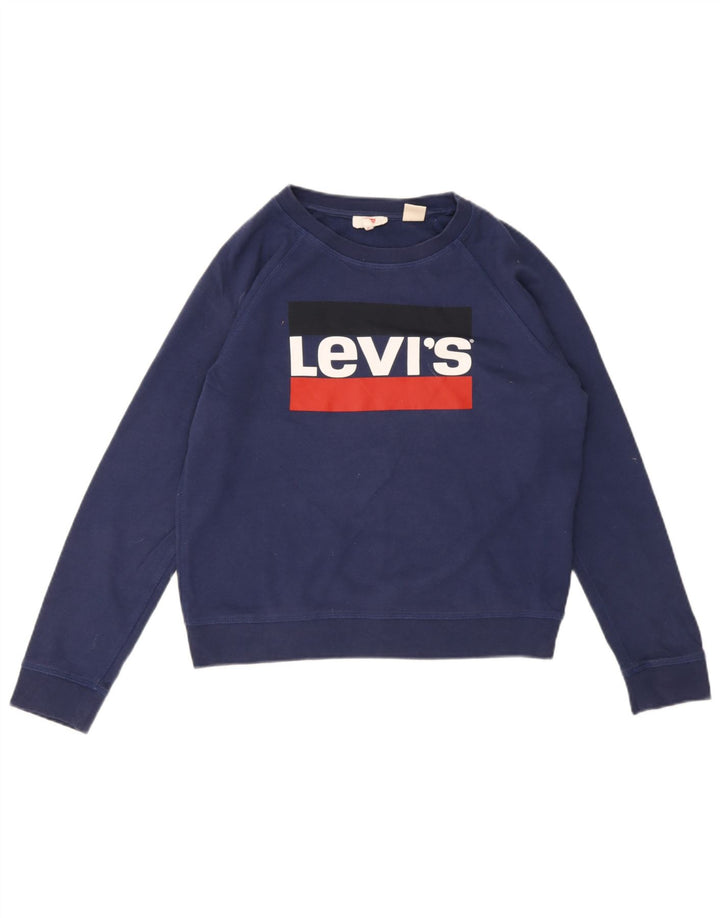 Levi's Sweat-Shirt Graphique Femme UK 14 Bleu Marine Moyen Coton