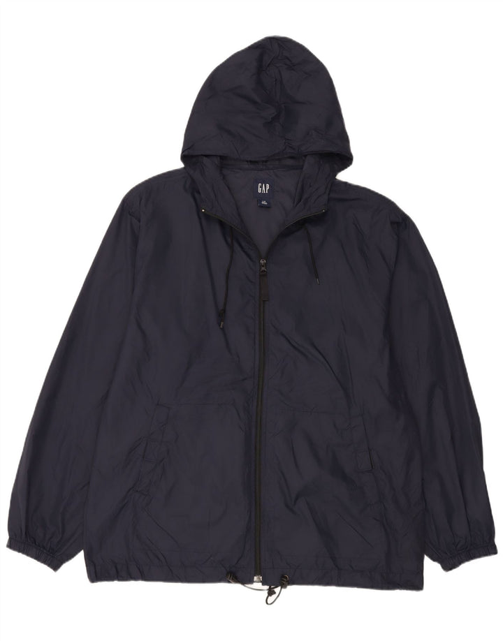 Gap Veste de pluie à capuche pour homme UK 40 Large Bleu Marine Nylon