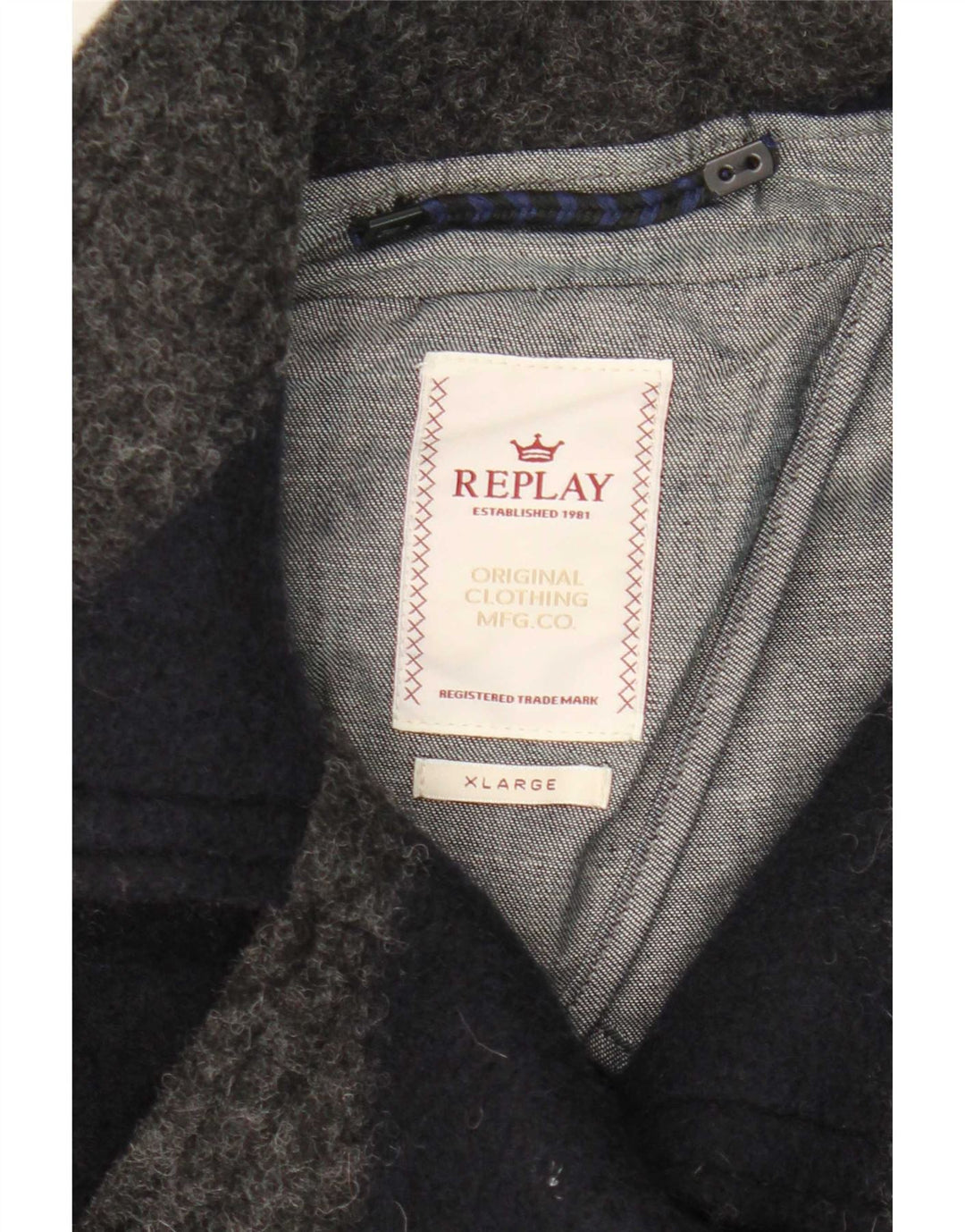 Replay Caban Femme UK 18 XL Laine Rayée Grise