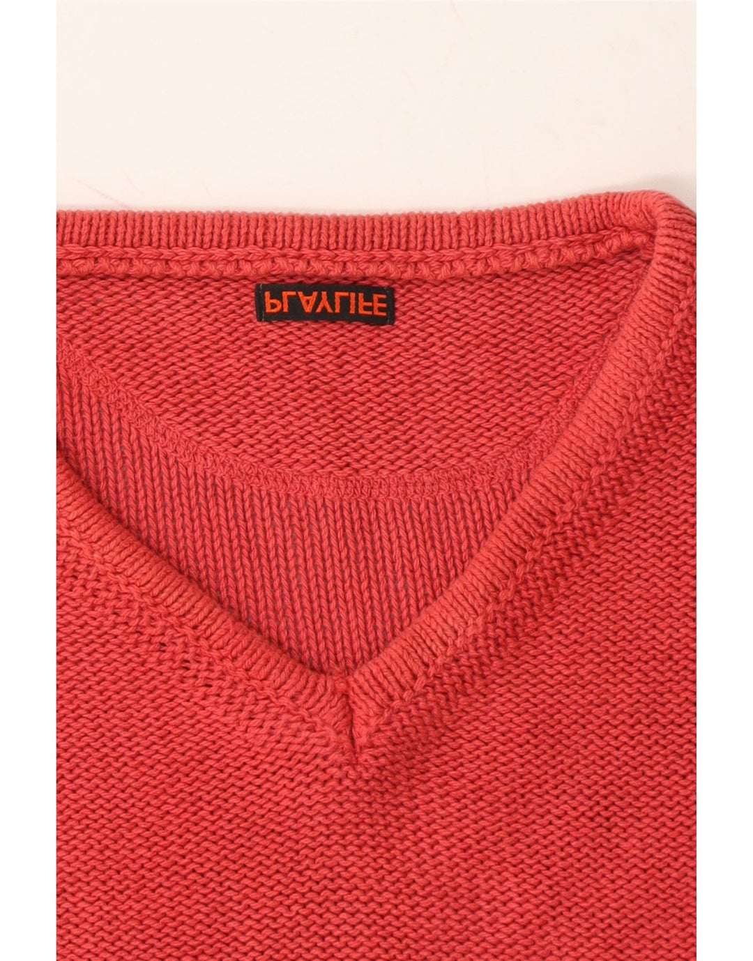 PLAYLIFE Womens V-Neck Jumper Sweater UK 16 Large Red Vintage Playlife and Second-Hand Playlife from Messina Hembry 