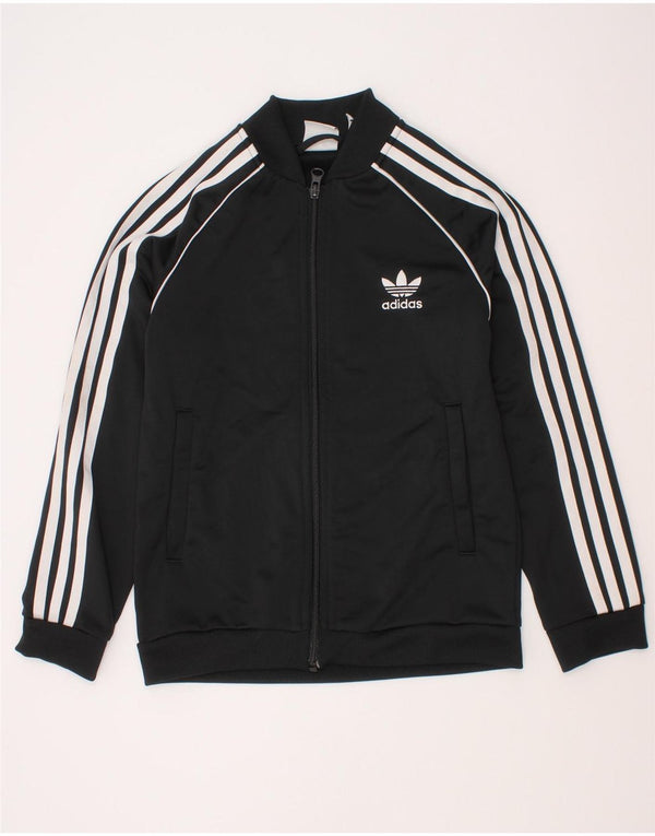 Adidas Boys Tracksuit Top Jacket 9-10 Years Black Polyester