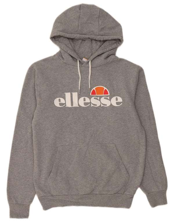 Ellesse Pull à capuche graphique pour femme UK 12 Gris moyen en coton moucheté