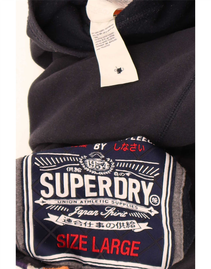 Superdry Homme Graphic Button Neck Sweatshirt Jumper Grand Noir Coton