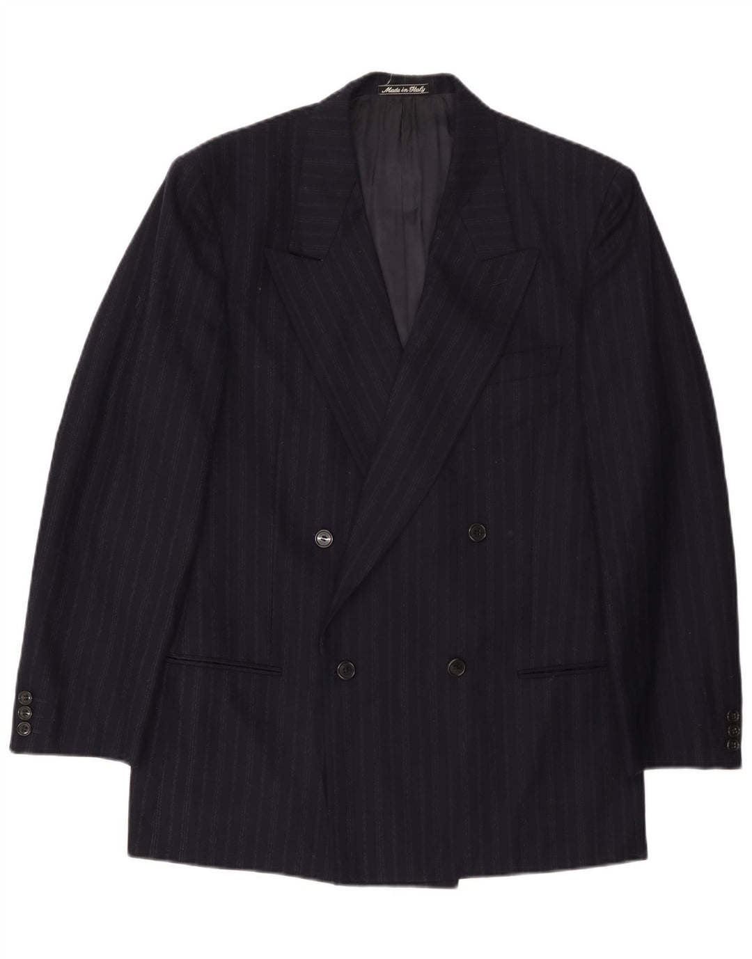 Giorgio Armani Veste blazer pour homme UK 38 Bleu marine moyen à fines rayures
