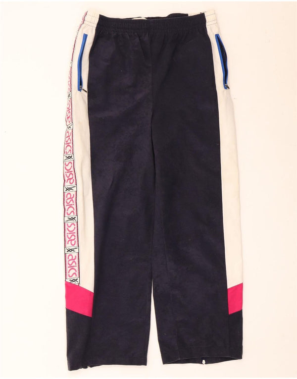 Asics Mens Graphic Tracksuit Trousers Medium Navy Blue Colourblock