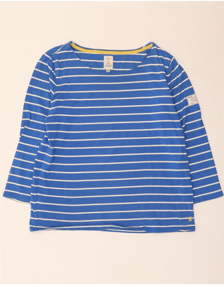 Joules Haut à manches longues pour femme UK 46 Large Bleu Rayé Coton