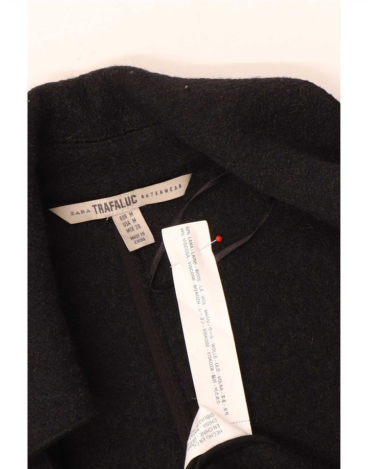 Zara Womens Trafaluc Manteau ouvert sans manches UK 14 Laine noire moyenne