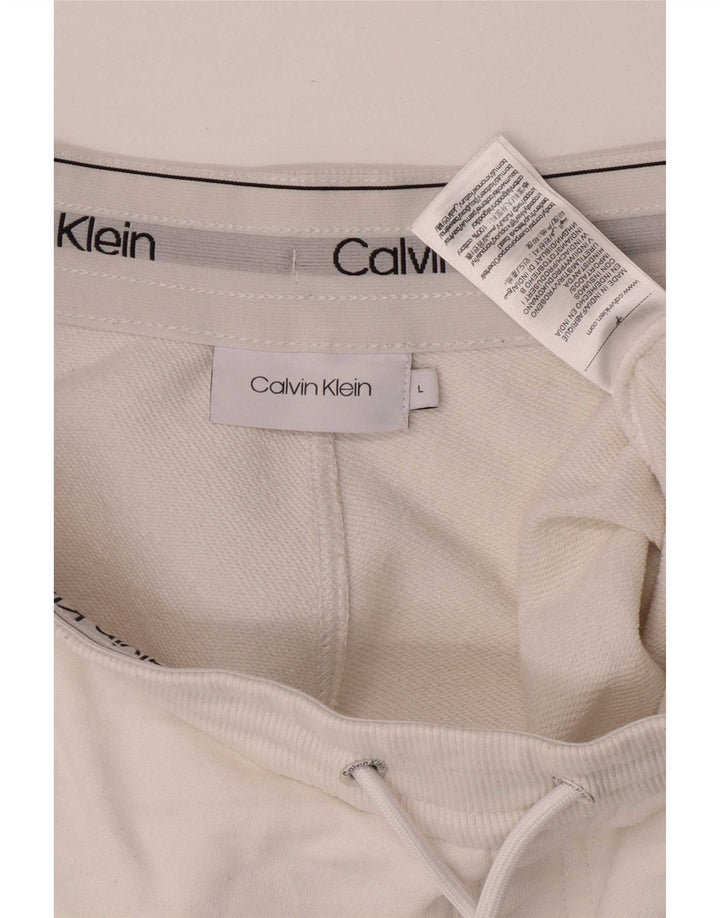 Calvin Klein Short de sport pour homme en coton blanc Taille L