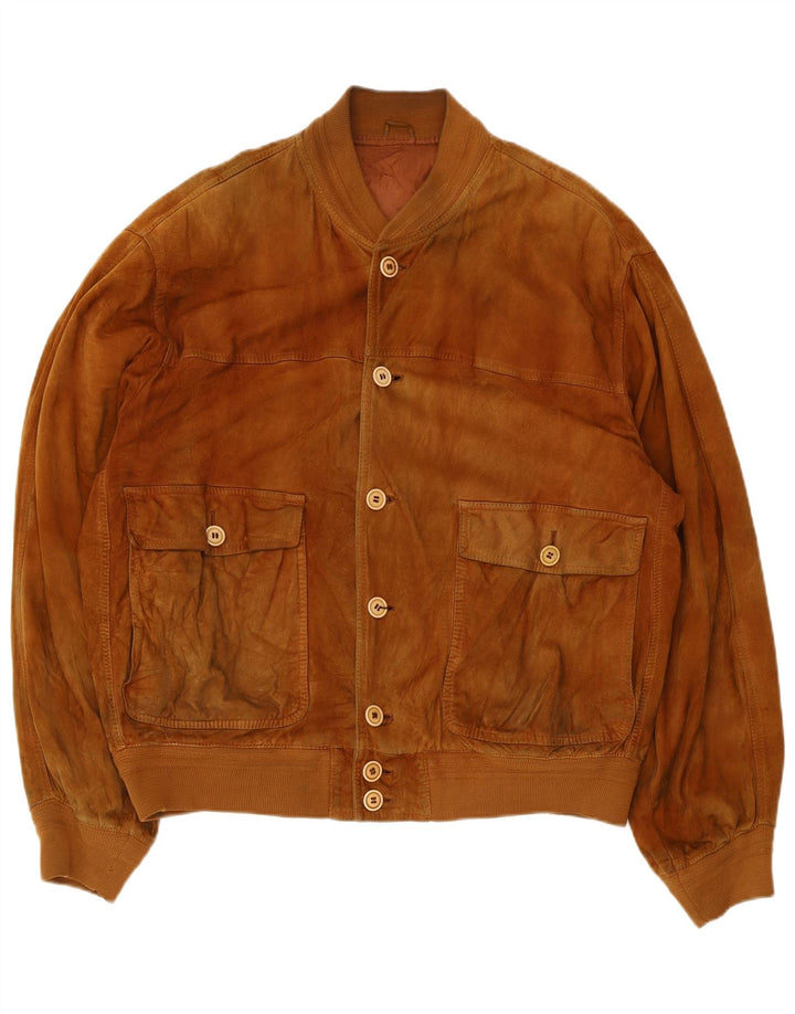 Forester Veste bomber en daim pour homme UK 40 Grand cuir beige