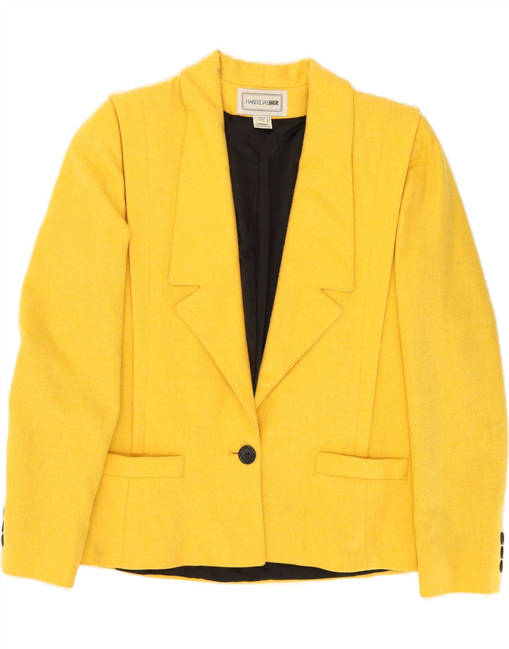 HABERDASHERY Womens 1 Button Blazer Jacket US 5/6 Medium Yellow Polyester Vintage Haberdashery and Second-Hand Haberdashery from Messina Hembry 
