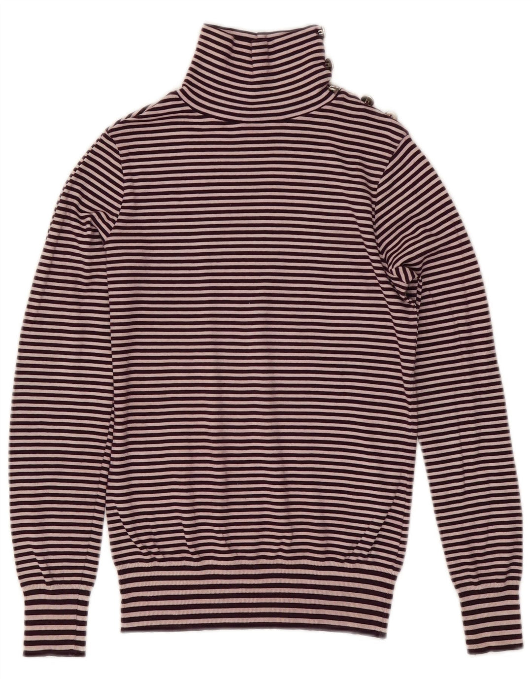 Massimo Dutti Pull à col boutonné pour femme UK 12 Rayé violet moyen