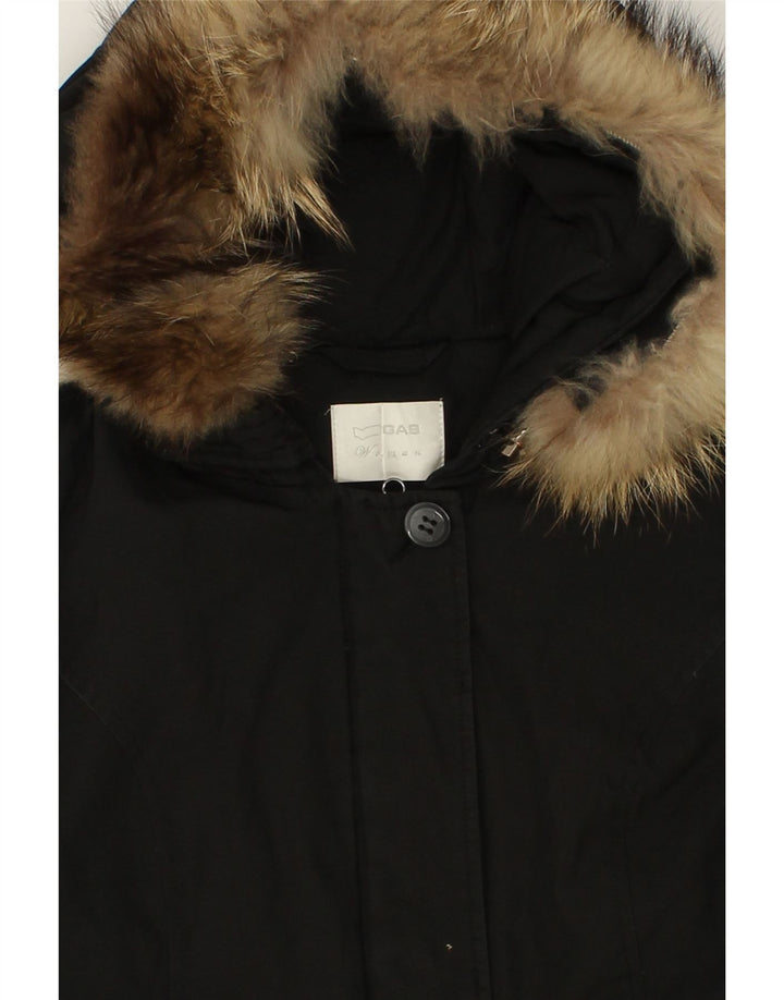 GAS Womens Hooded Padded Jacket UK 14 Large Black Polyamide Vintage Gas and Second-Hand Gas from Messina Hembry 