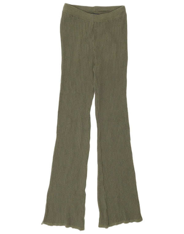 Zara Leggings évasés en tricot pour femme UK 12 Polyester vert moyen