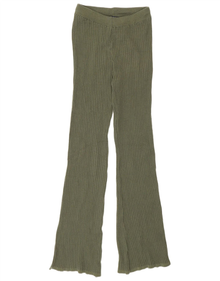 Zara Leggings évasés en tricot pour femme UK 12 Polyester vert moyen