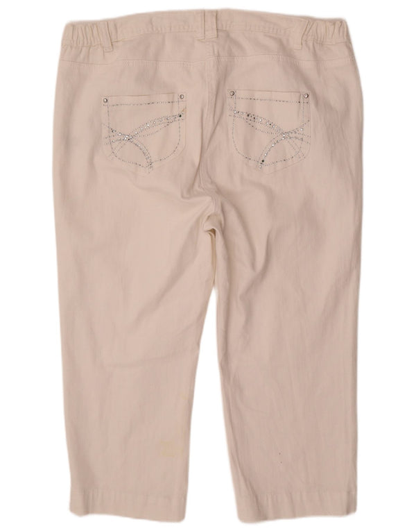 M&Co Jean Capri Droit Taille Haute pour Femme UK 22 3XL W44 L22 Coton Blanc