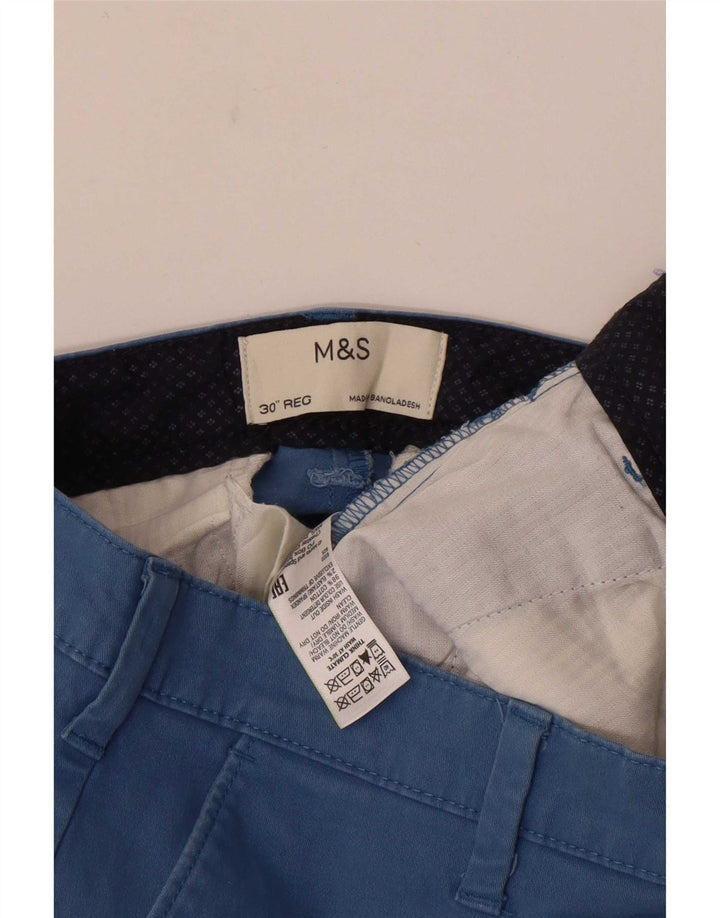 Marks & Spencer Short Chino Homme W30 Bleu Moyen Coton