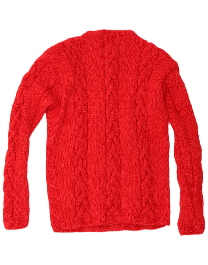 vintage Femmes Turtle Neck Jumper Pull UK 12 Rouge Moyen