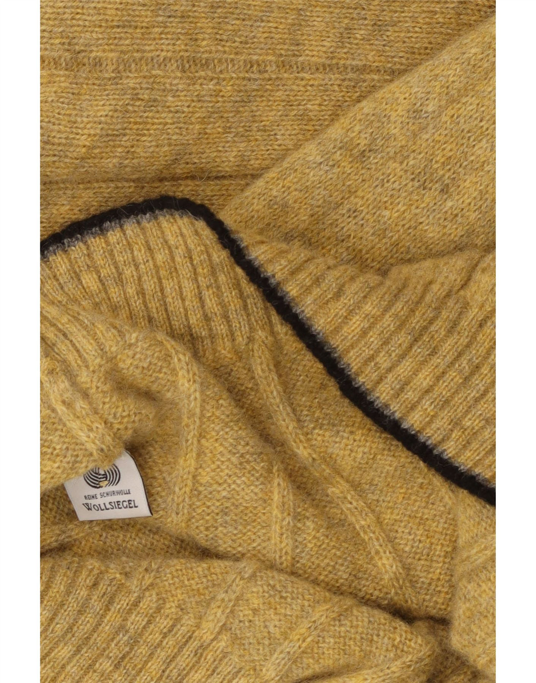 vintage Mens Polo Neck Jumper Pull Moyen Jaune Laine