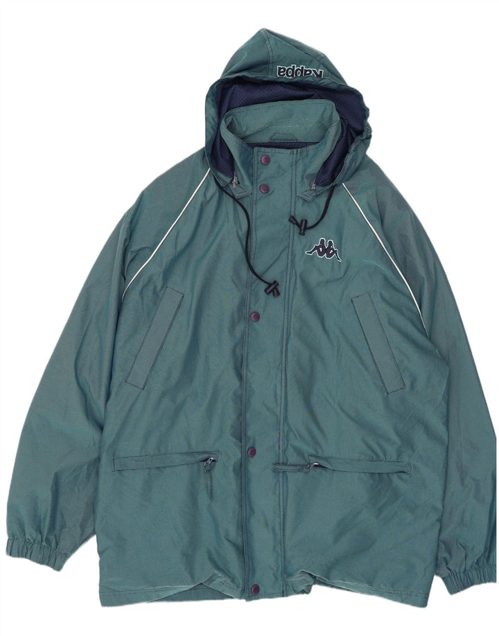 KAPPA Veste de pluie à capuche graphique pour homme UK 42 XL Bleu Nylon