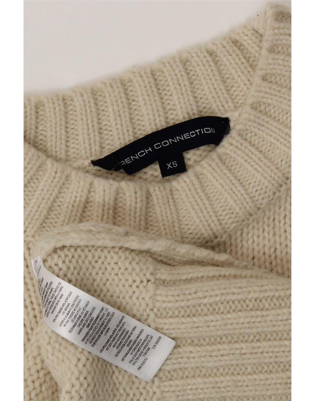 French Connection Pull Col Bateau Homme Beige XS Polyamide