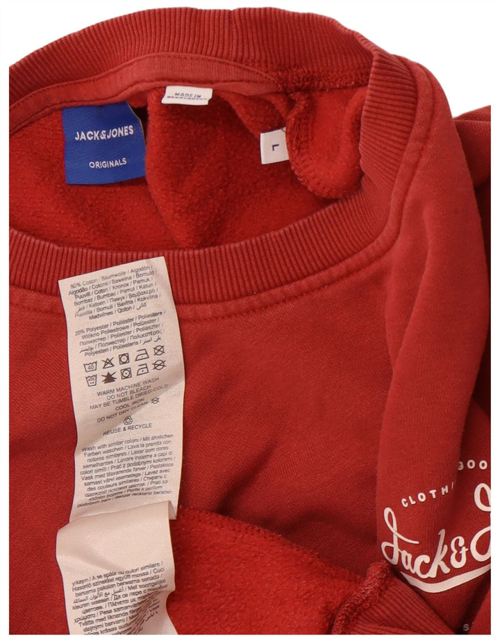 JACK & JONES Sweat-shirt pour homme en coton bordeaux Taille L
