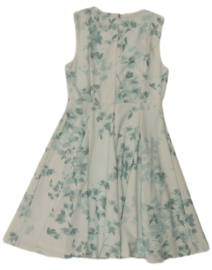Dkny Robe trapèze sans manches pour femme EU 40 Polyester floral vert moyen