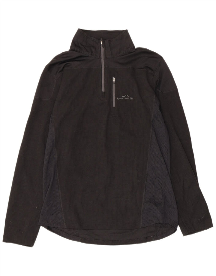 EDDIE BAUER Haut de survêtement à col zippé pour femme UK 10 Small Noir