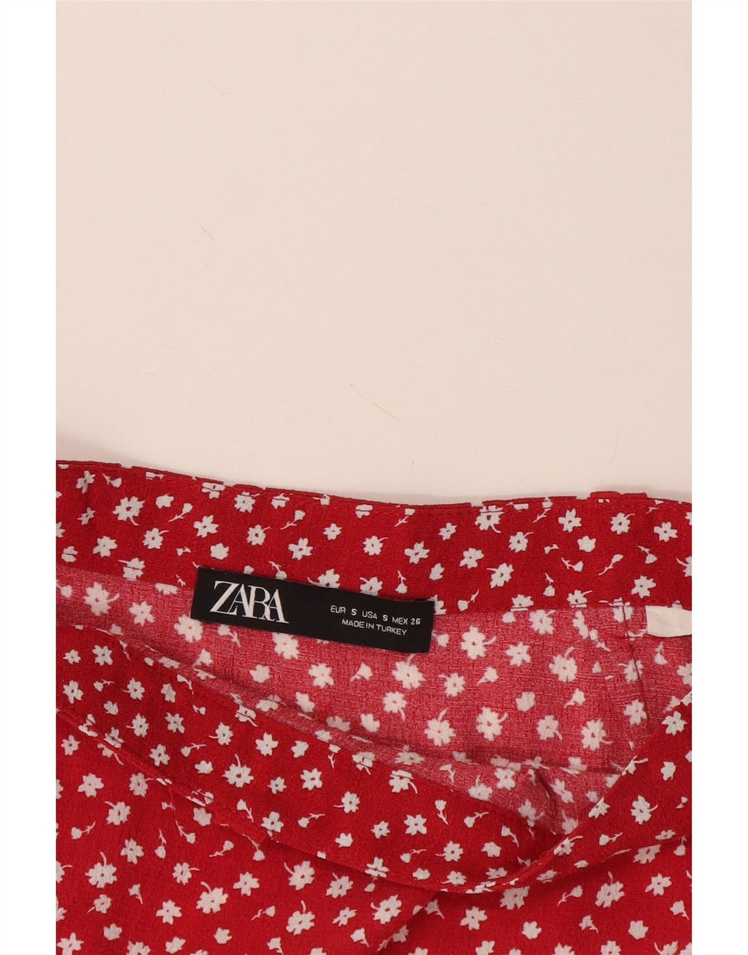 Zara Pantalon chaud taille haute pour femme Petit W26 Rouge Floral
