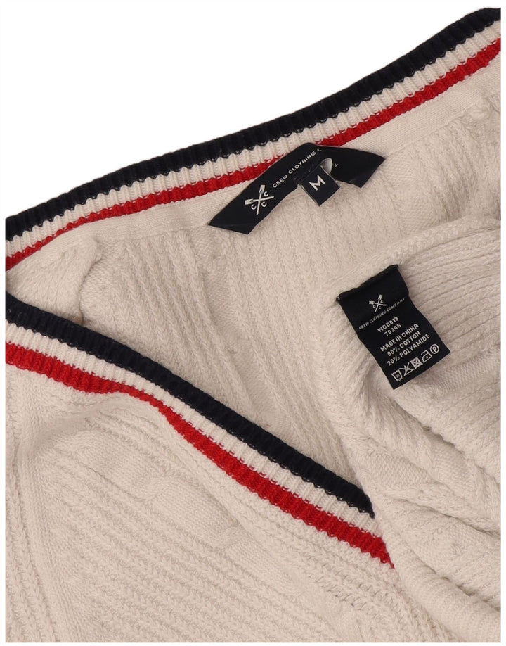 Crew Clothing Pull col V pour homme en coton blanc moyen
