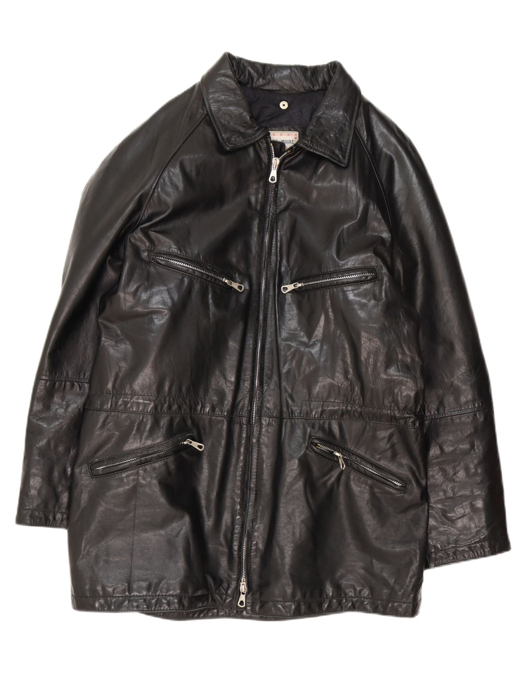MORE & MORE Manteau en cuir pour homme UK 40 Grand cuir noir