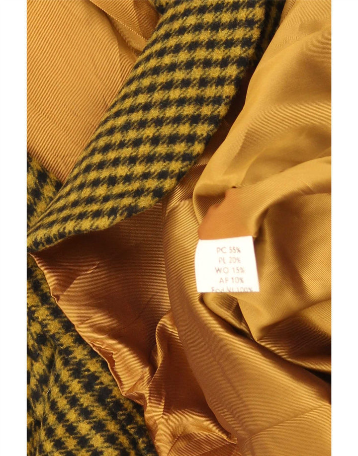 vintage Homme 2 Bouton Blazer Veste IT 52 XL Jaune Check Polyester