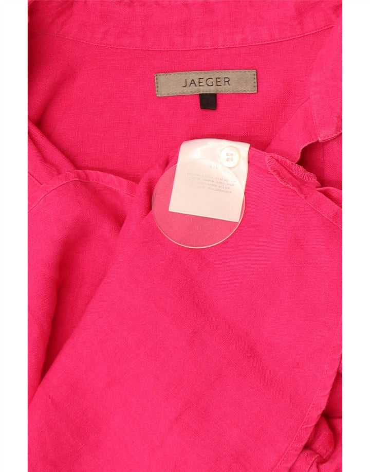 JAEGER Chemise à manches 3/4 pour femme UK 14 Lin rose moyen