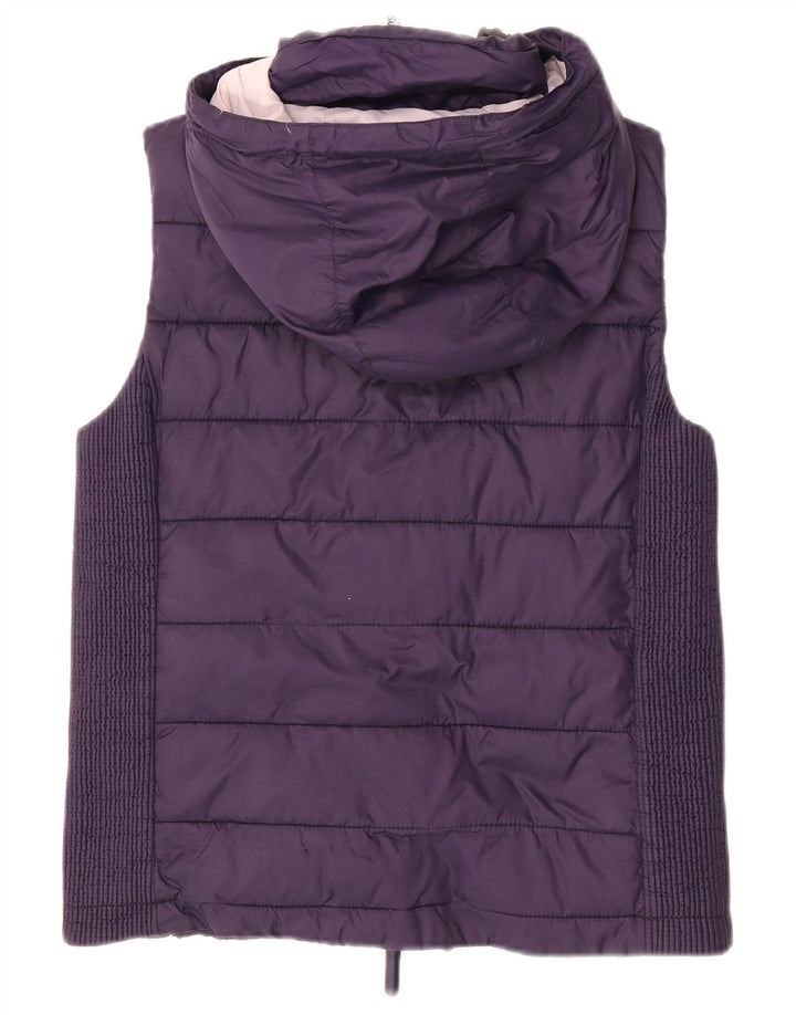 SUPERDRY Gilet rembourré à capuche pour femme UK 14 Large Bleu Marine Polyester