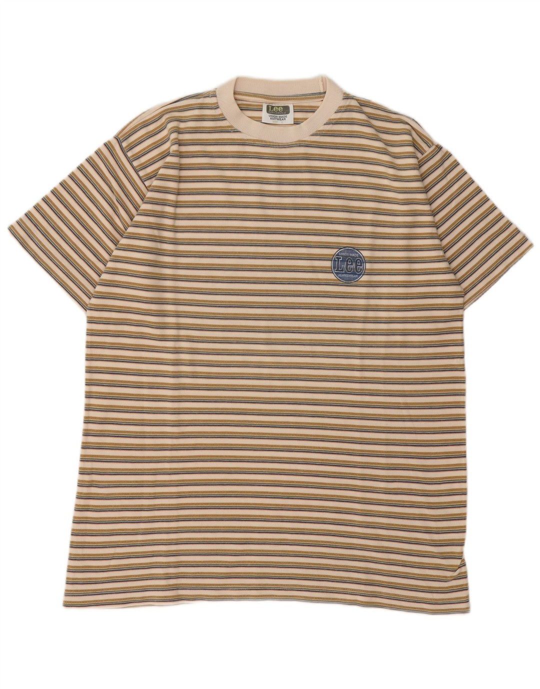 Lee T-Shirt Homme Haut Large Coton Rayé Beige