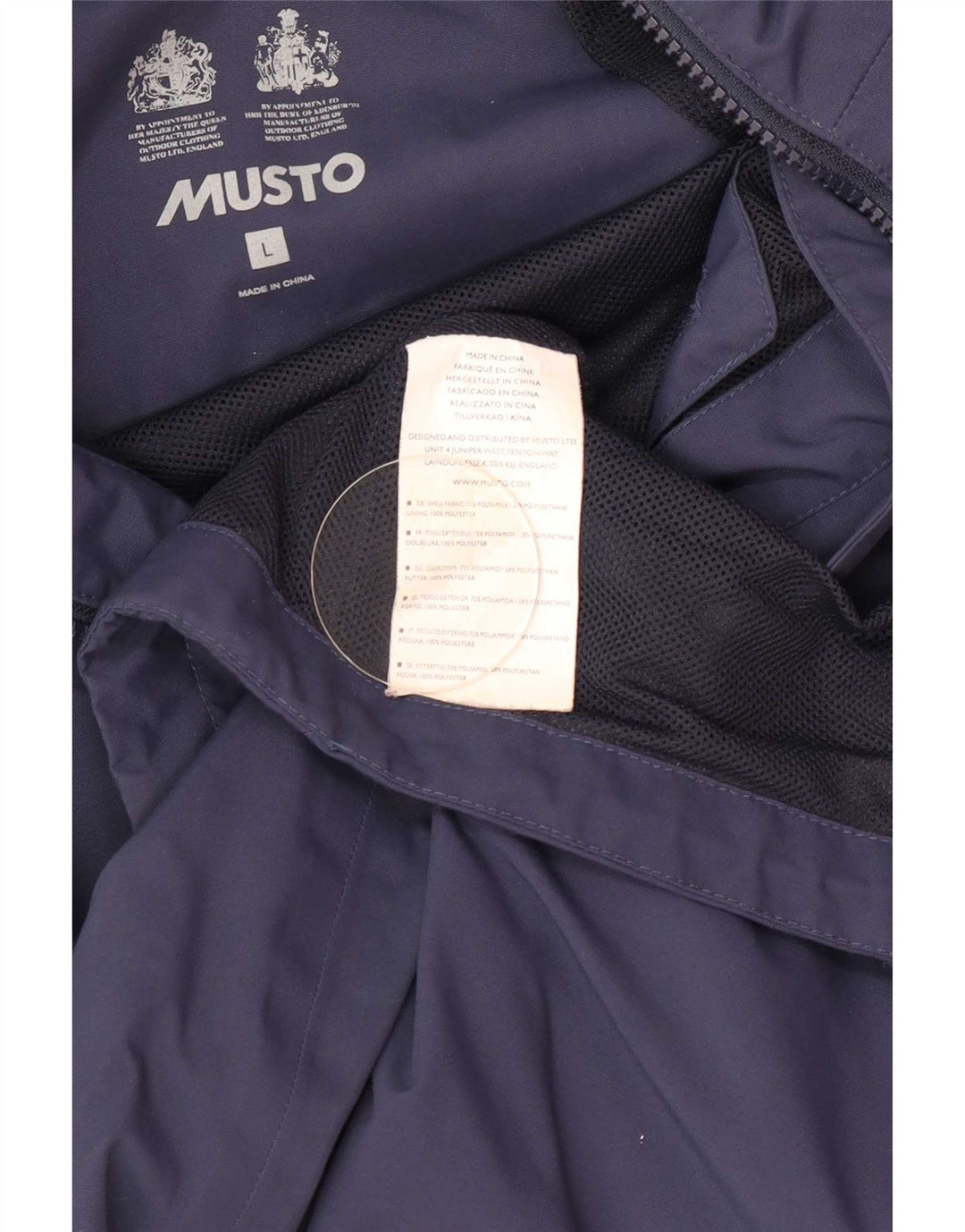 Musto Veste de pluie à capuche pour homme UK 40 Large Bleu marine Polyester