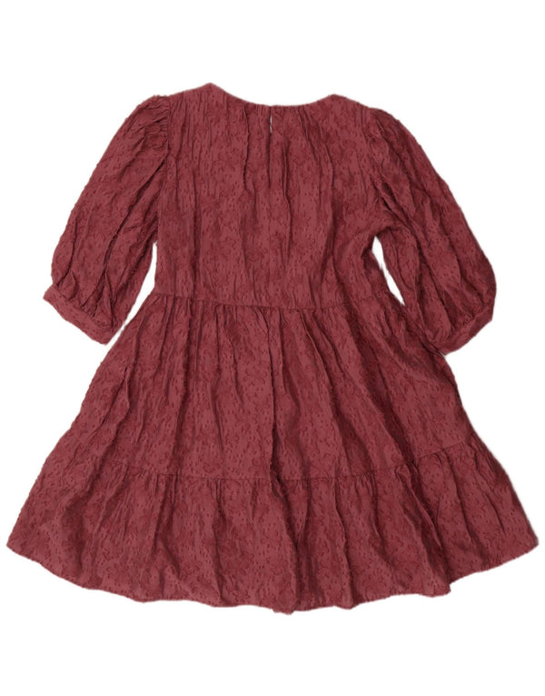 Zara Robe trapèze à manches 3/4 pour femme UK 6 XS Rose Floral Viscose Bohème