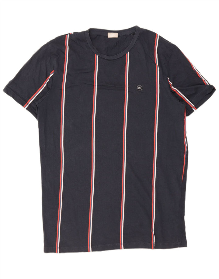 Jack & Jones Homme T-Shirt Top Bleu Marine Rayé Coton