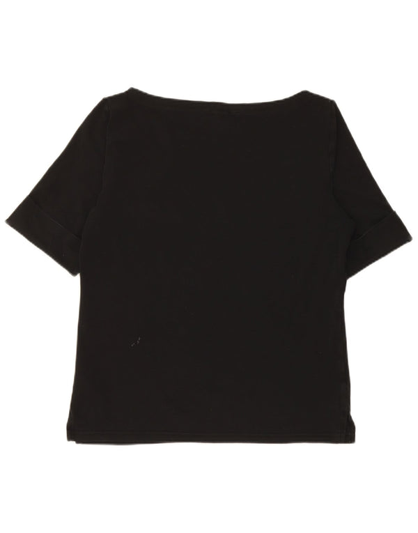 Ralph Lauren T-Shirt Femme Top UK 14 Large Noir Coton