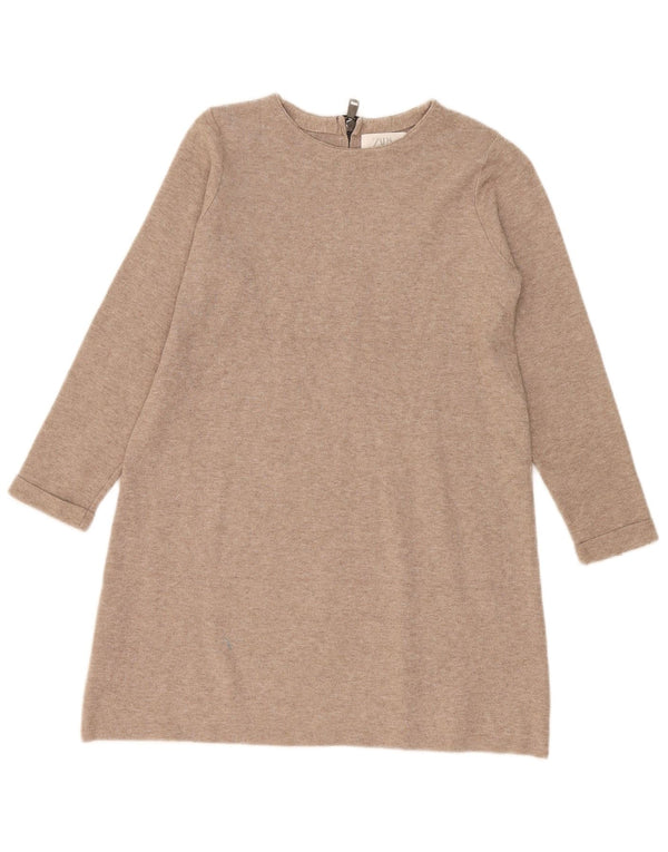 Zara Robe pull à manches longues pour fille 9-10 ans Beige