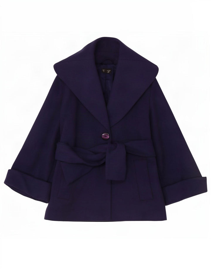 Topshop Manteau court surdimensionné pour femme UK 8 Petite laine bleu marine