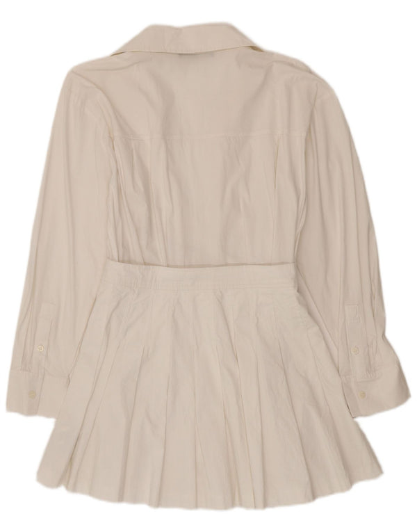 Zara Combishort portefeuille à manches longues pour femme UK 10 Petit coton blanc